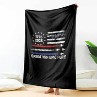 Operation Epic Fury 1776 2026 American Flag Aviation Throw Blanket Freedom Anniversary Statement