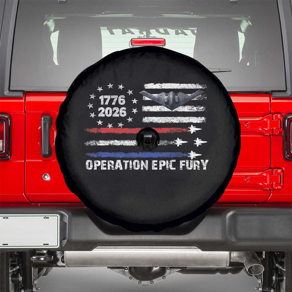 Operation Epic Fury 1776 2026 American Flag Aviation Spare Tire Cover Freedom Anniversary Statement