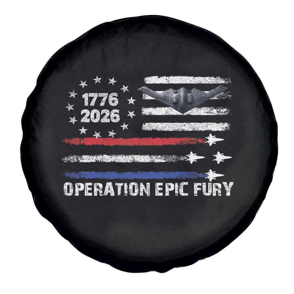 Operation Epic Fury 1776 2026 American Flag Aviation Spare Tire Cover Freedom Anniversary Statement
