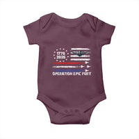Operation Epic Fury 1776 2026 American Flag Aviation Baby Onesie Freedom Anniversary Statement