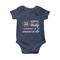 Operation Epic Fury 1776 2026 American Flag Aviation Baby Onesie Freedom Anniversary Statement