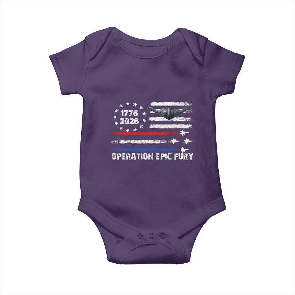 Operation Epic Fury 1776 2026 American Flag Aviation Baby Onesie Freedom Anniversary Statement