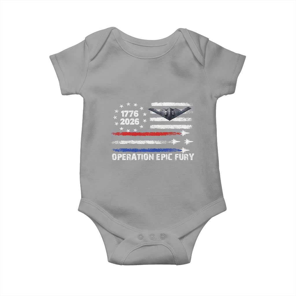 Operation Epic Fury 1776 2026 American Flag Aviation Baby Onesie Freedom Anniversary Statement