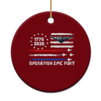 Operation Epic Fury 1776 2026 American Flag Aviation Ceramic Ornament Freedom Anniversary Statement