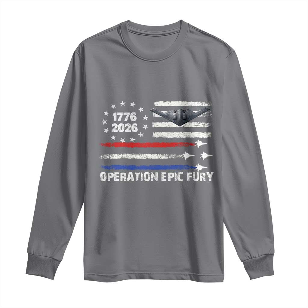 Operation Epic Fury 1776 2026 American Flag Aviation Long Sleeve Shirt Freedom Anniversary Statement