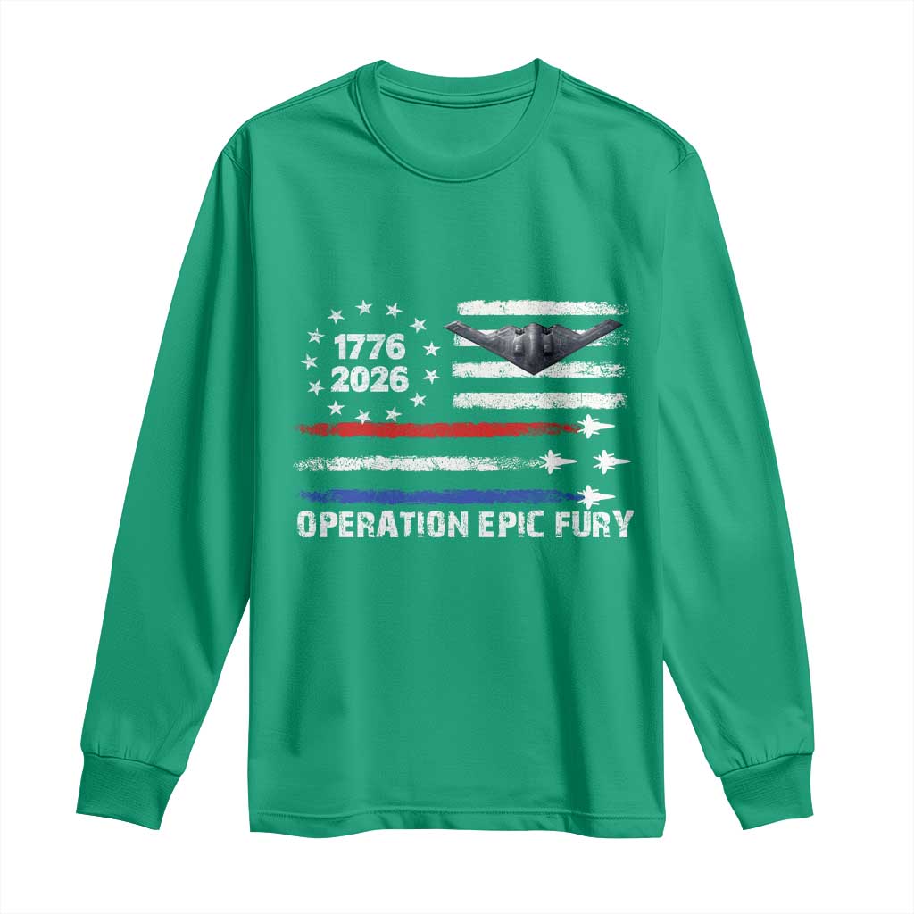 Operation Epic Fury 1776 2026 American Flag Aviation Long Sleeve Shirt Freedom Anniversary Statement