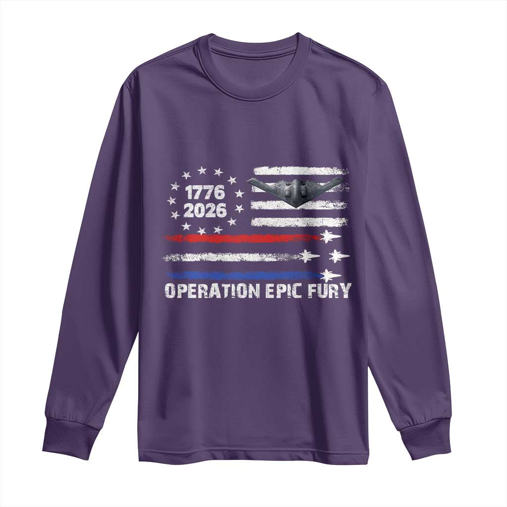 Operation Epic Fury 1776 2026 American Flag Aviation Long Sleeve Shirt Freedom Anniversary Statement