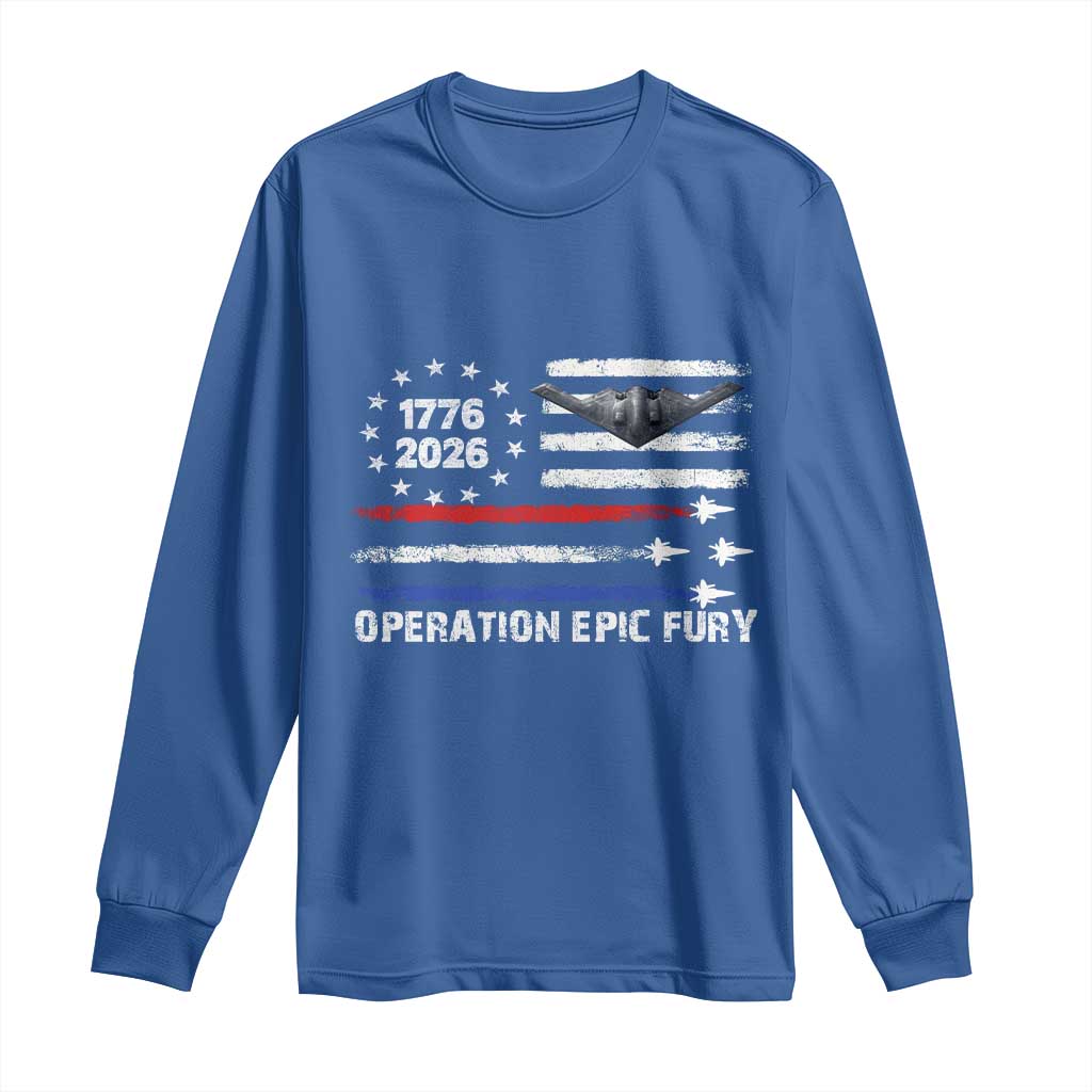Operation Epic Fury 1776 2026 American Flag Aviation Long Sleeve Shirt Freedom Anniversary Statement