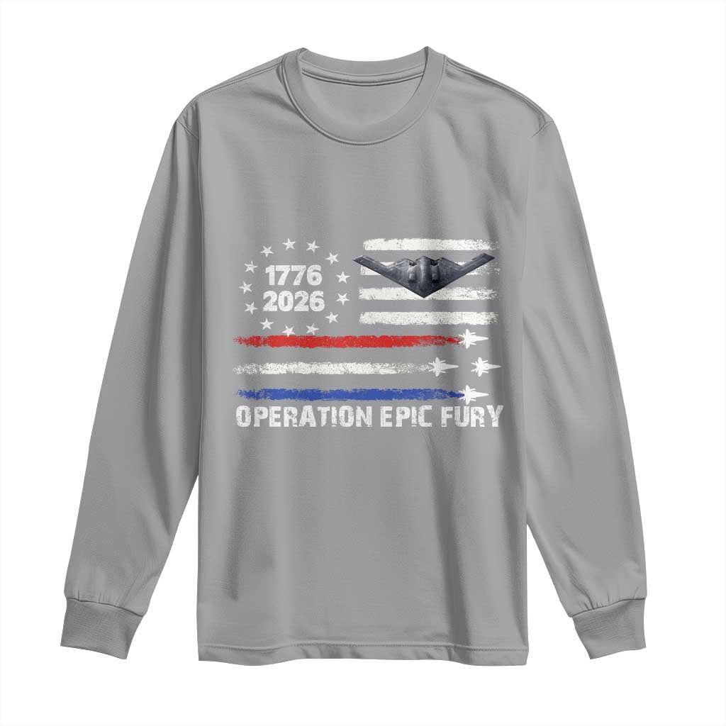 Operation Epic Fury 1776 2026 American Flag Aviation Long Sleeve Shirt Freedom Anniversary Statement
