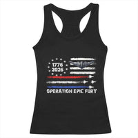 Operation Epic Fury 1776 2026 American Flag Aviation Racerback Tank Top Freedom Anniversary Statement