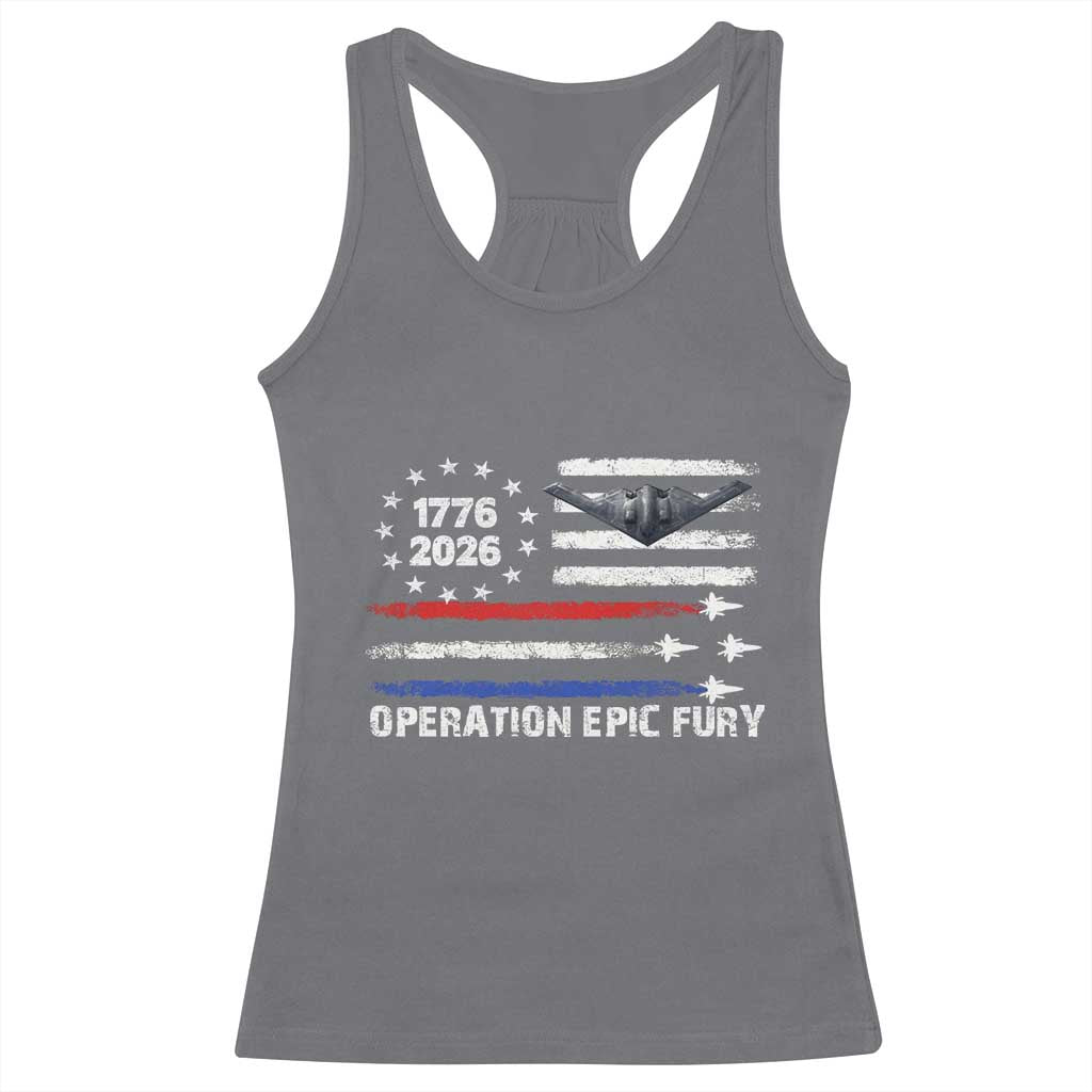 Operation Epic Fury 1776 2026 American Flag Aviation Racerback Tank Top Freedom Anniversary Statement