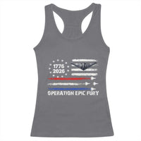 Operation Epic Fury 1776 2026 American Flag Aviation Racerback Tank Top Freedom Anniversary Statement