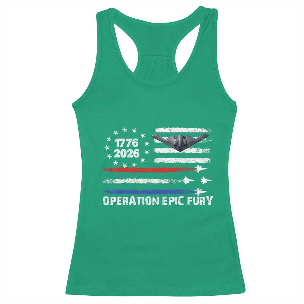 Operation Epic Fury 1776 2026 American Flag Aviation Racerback Tank Top Freedom Anniversary Statement