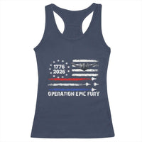 Operation Epic Fury 1776 2026 American Flag Aviation Racerback Tank Top Freedom Anniversary Statement