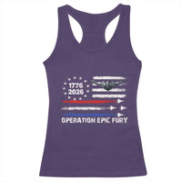 Operation Epic Fury 1776 2026 American Flag Aviation Racerback Tank Top Freedom Anniversary Statement