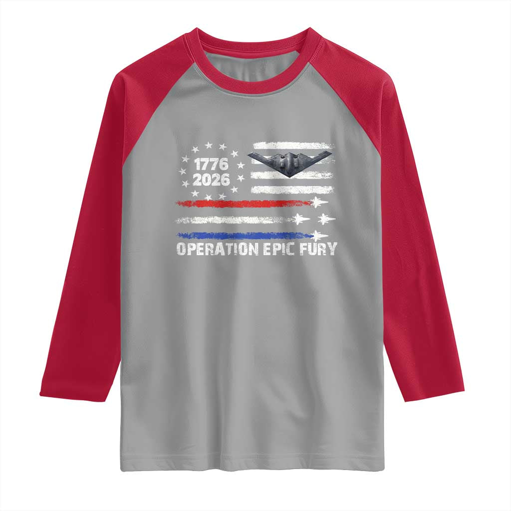 Operation Epic Fury 1776 2026 American Flag Aviation Raglan Shirt Freedom Anniversary Statement