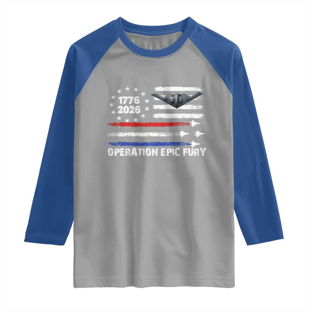 Operation Epic Fury 1776 2026 American Flag Aviation Raglan Shirt Freedom Anniversary Statement