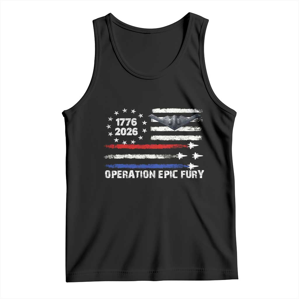 Operation Epic Fury 1776 2026 American Flag Aviation Tank Top Freedom Anniversary Statement