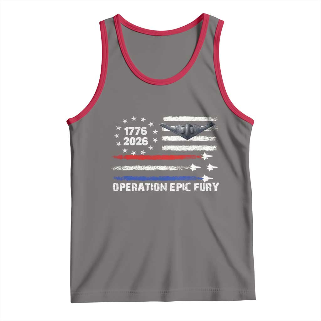 Operation Epic Fury 1776 2026 American Flag Aviation Tank Top Freedom Anniversary Statement
