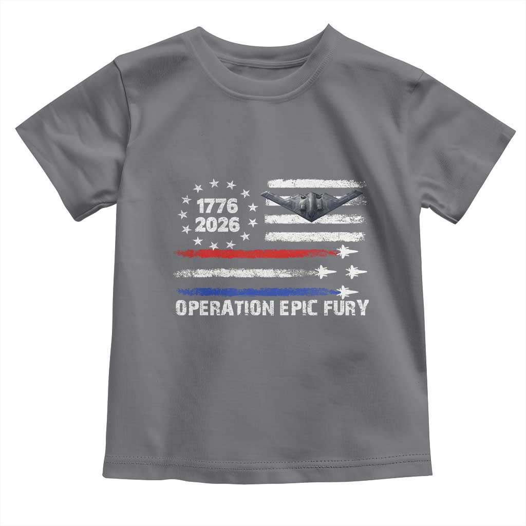 Operation Epic Fury 1776 2026 American Flag Aviation Toddler T Shirt Freedom Anniversary Statement
