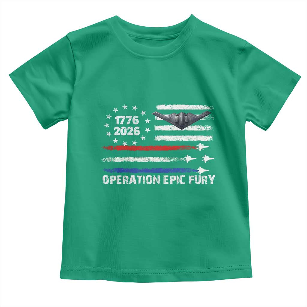 Operation Epic Fury 1776 2026 American Flag Aviation Toddler T Shirt Freedom Anniversary Statement