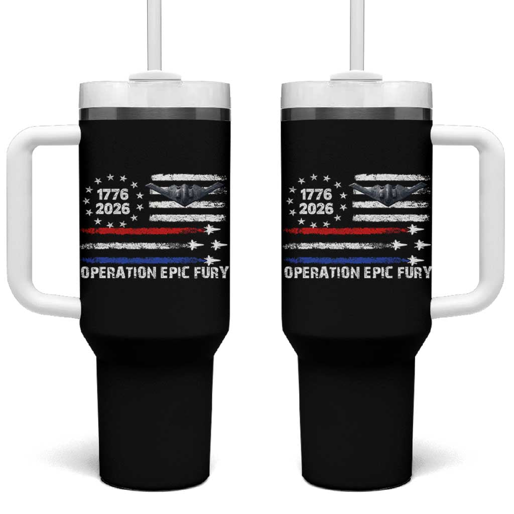 Operation Epic Fury 1776 2026 American Flag Aviation Tumbler With Handle Freedom Anniversary Statement