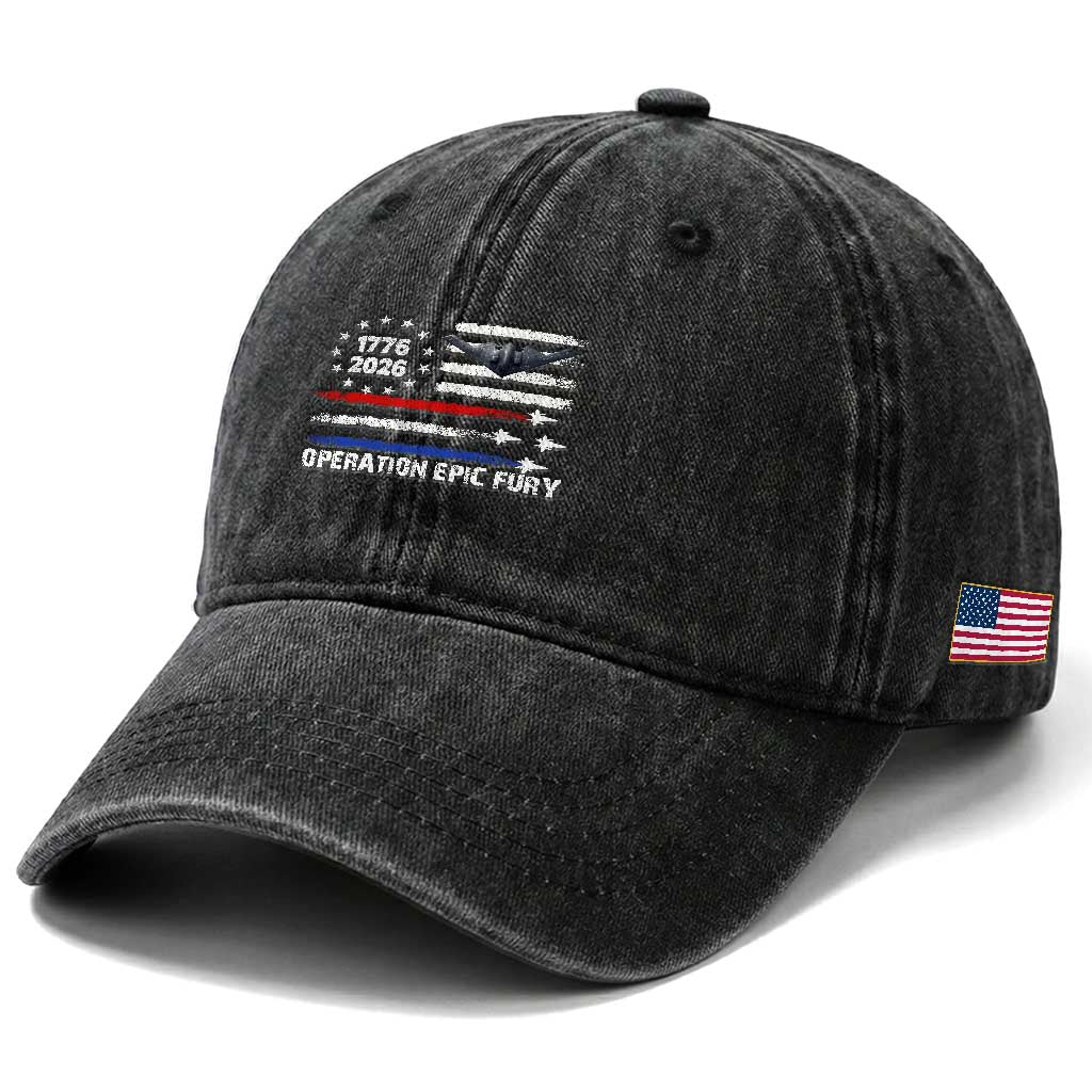 Operation Epic Fury 1776 2026 American Flag Aviation Washed Cotton Baseball Cap Freedom Anniversary Statement