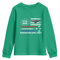 Operation Epic Fury 1776 2026 American Flag Aviation Youth Sweatshirt Freedom Anniversary Statement
