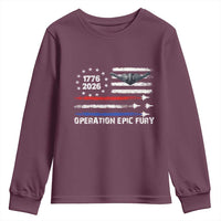 Operation Epic Fury 1776 2026 American Flag Aviation Youth Sweatshirt Freedom Anniversary Statement