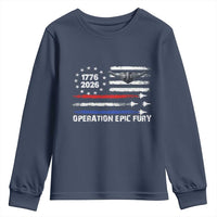 Operation Epic Fury 1776 2026 American Flag Aviation Youth Sweatshirt Freedom Anniversary Statement