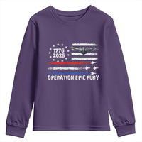 Operation Epic Fury 1776 2026 American Flag Aviation Youth Sweatshirt Freedom Anniversary Statement
