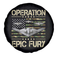 Operation Epic Fury Camo American Flag Spare Tire Cover B12 Spirit Stealth Bomber Formation Patriotic Air Power