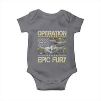 Operation Epic Fury Camo American Flag Baby Onesie B12 Spirit Stealth Bomber Formation Patriotic Air Power