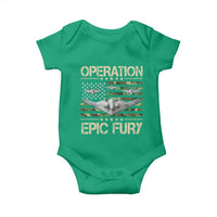Operation Epic Fury Camo American Flag Baby Onesie B12 Spirit Stealth Bomber Formation Patriotic Air Power