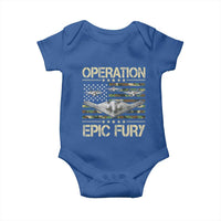Operation Epic Fury Camo American Flag Baby Onesie B12 Spirit Stealth Bomber Formation Patriotic Air Power