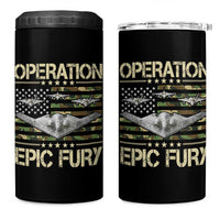 Operation Epic Fury Camo American Flag 4 in 1 Can Cooler Tumbler B12 Spirit Stealth Bomber Formation Patriotic Air Power