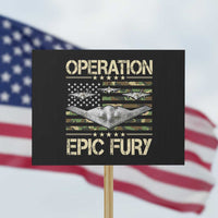 Operation Epic Fury Camo American Flag Protest Sign B12 Spirit Stealth Bomber Formation Patriotic Air Power