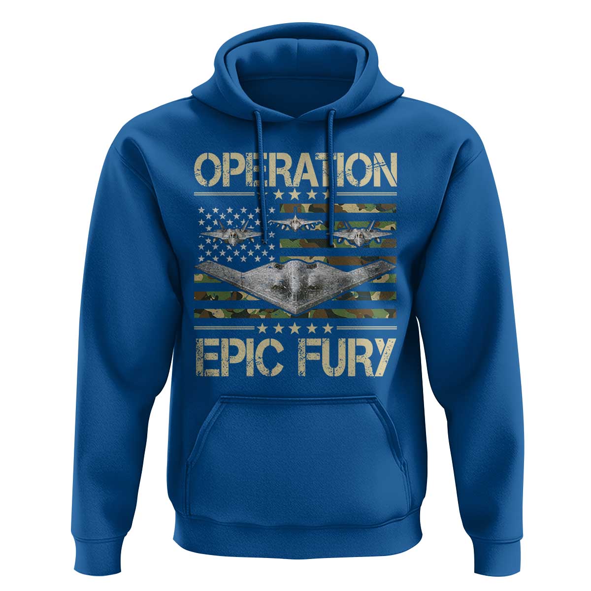 Operation Epic Fury Camo American Flag Hoodie B12 Spirit Stealth Bomber Formation Patriotic Air Power
