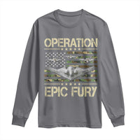 Operation Epic Fury Camo American Flag Long Sleeve Shirt B12 Spirit Stealth Bomber Formation Patriotic Air Power