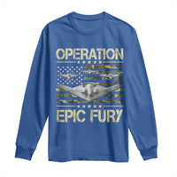 Operation Epic Fury Camo American Flag Long Sleeve Shirt B12 Spirit Stealth Bomber Formation Patriotic Air Power