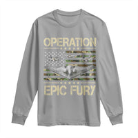 Operation Epic Fury Camo American Flag Long Sleeve Shirt B12 Spirit Stealth Bomber Formation Patriotic Air Power
