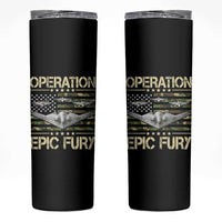 Operation Epic Fury Camo American Flag Skinny Tumbler B12 Spirit Stealth Bomber Formation Patriotic Air Power