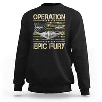 Operation Epic Fury Camo American Flag Sweatshirt B12 Spirit Stealth Bomber Formation Patriotic Air Power