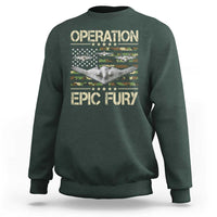 Operation Epic Fury Camo American Flag Sweatshirt B12 Spirit Stealth Bomber Formation Patriotic Air Power