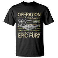 Operation Epic Fury Camo American Flag T Shirt B12 Spirit Stealth Bomber Formation Patriotic Air Power