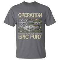 Operation Epic Fury Camo American Flag T Shirt B12 Spirit Stealth Bomber Formation Patriotic Air Power
