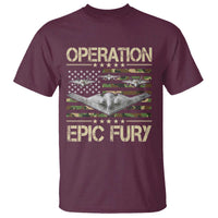 Operation Epic Fury Camo American Flag T Shirt B12 Spirit Stealth Bomber Formation Patriotic Air Power