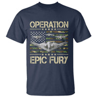Operation Epic Fury Camo American Flag T Shirt B12 Spirit Stealth Bomber Formation Patriotic Air Power