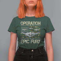 Operation Epic Fury Camo American Flag T Shirt For Women B12 Spirit Stealth Bomber Formation Patriotic Air Power