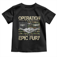 Operation Epic Fury Camo American Flag Toddler T Shirt B12 Spirit Stealth Bomber Formation Patriotic Air Power